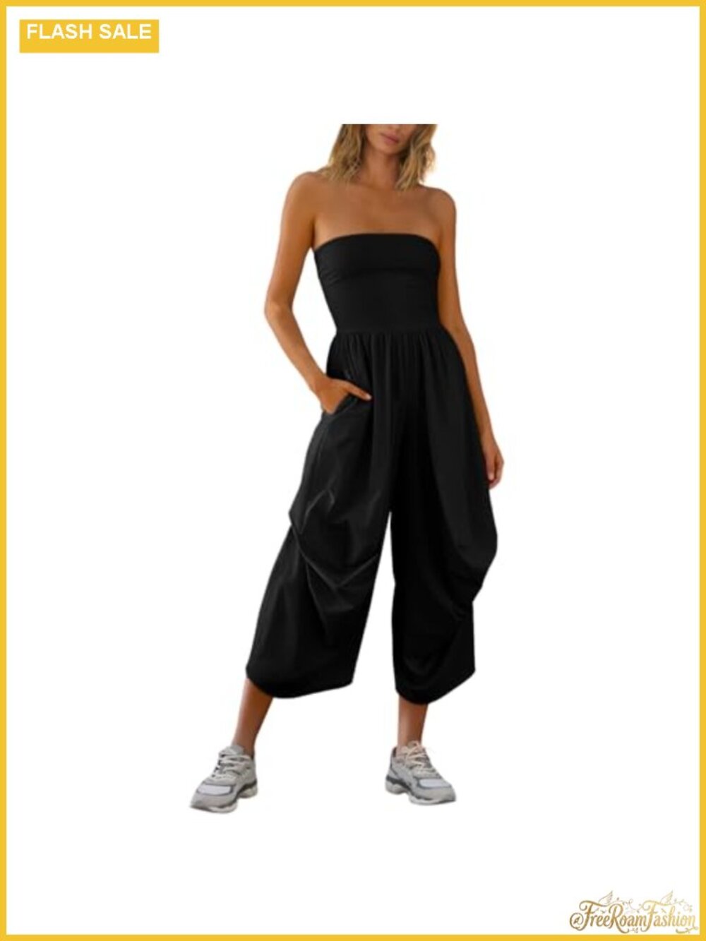 Strapless Jumpsuit Romper for Women Tube Top Balloon Harem Pants One Piece